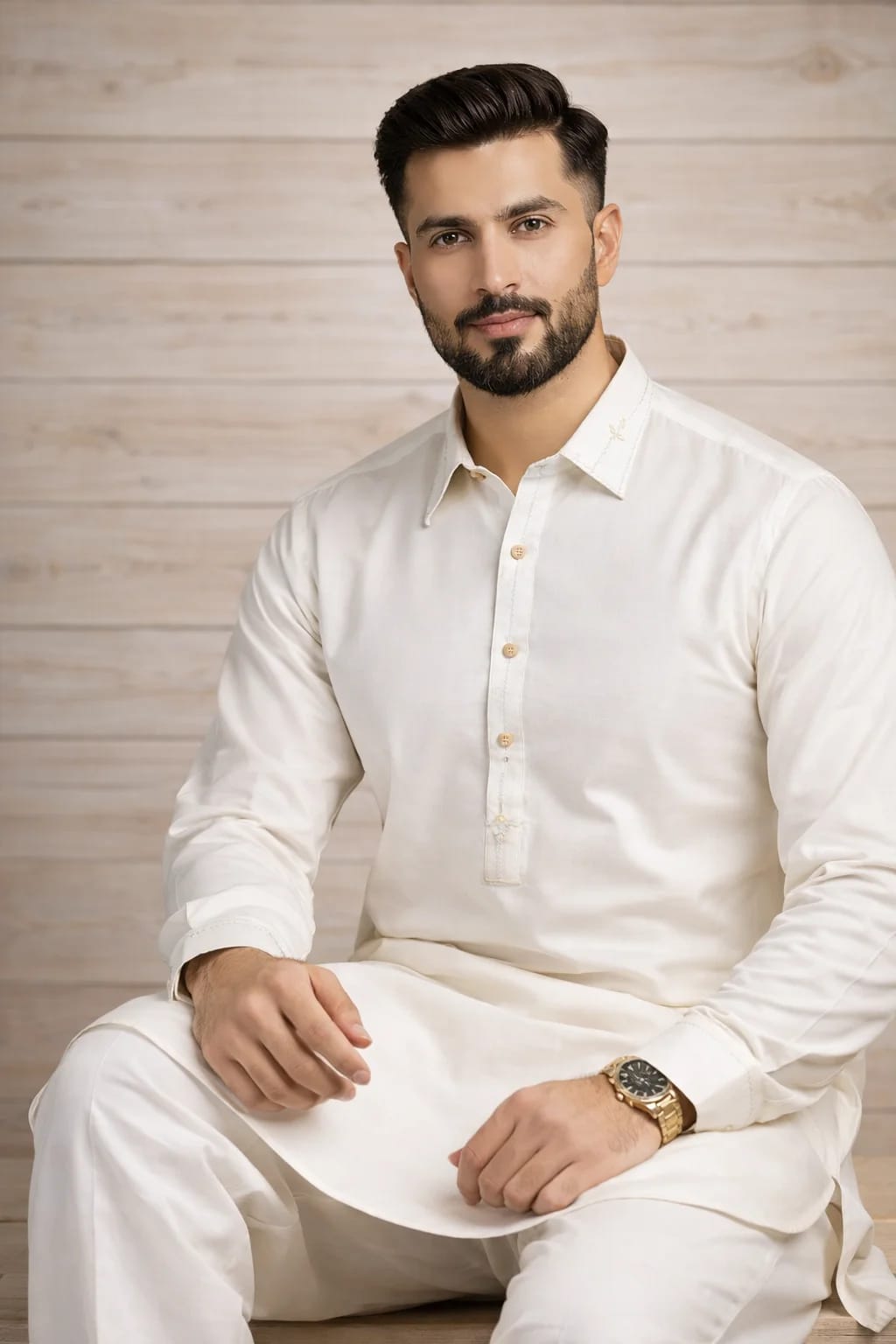 Buraq 16 OffWhite Kameez Shalwar