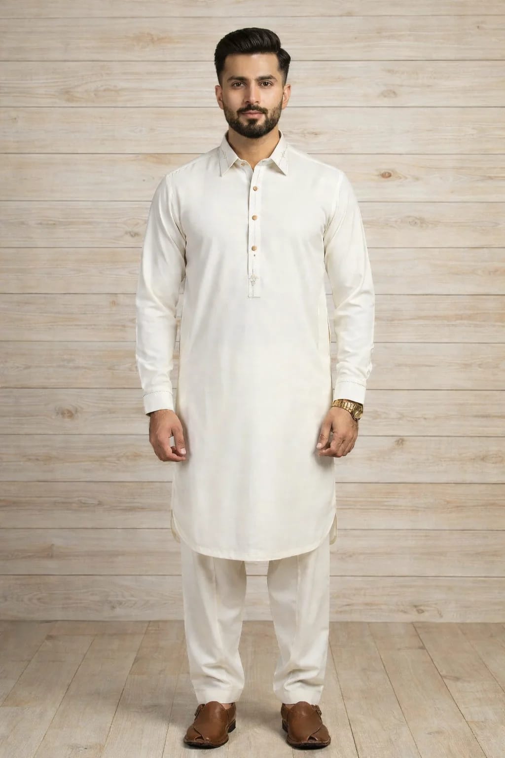 Buraq 16 OffWhite Kameez Shalwar