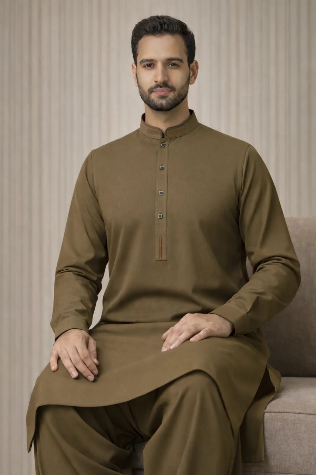A-14 OLIVE KURTA
