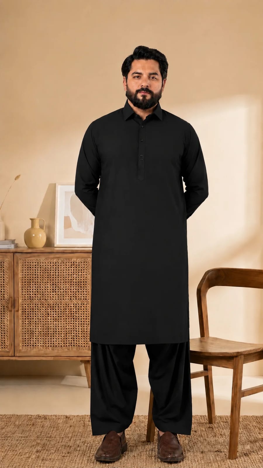 A-5 DEEP-BLACK KAMEEZ SHALWAR