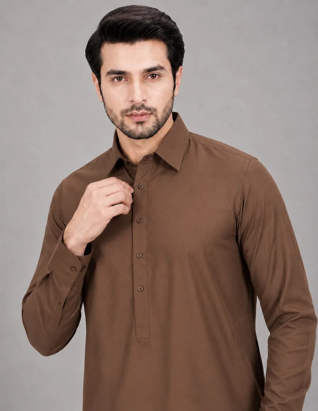 ANDAZ 001 LEATHER-BROWN KAMEEZ SHALWAR