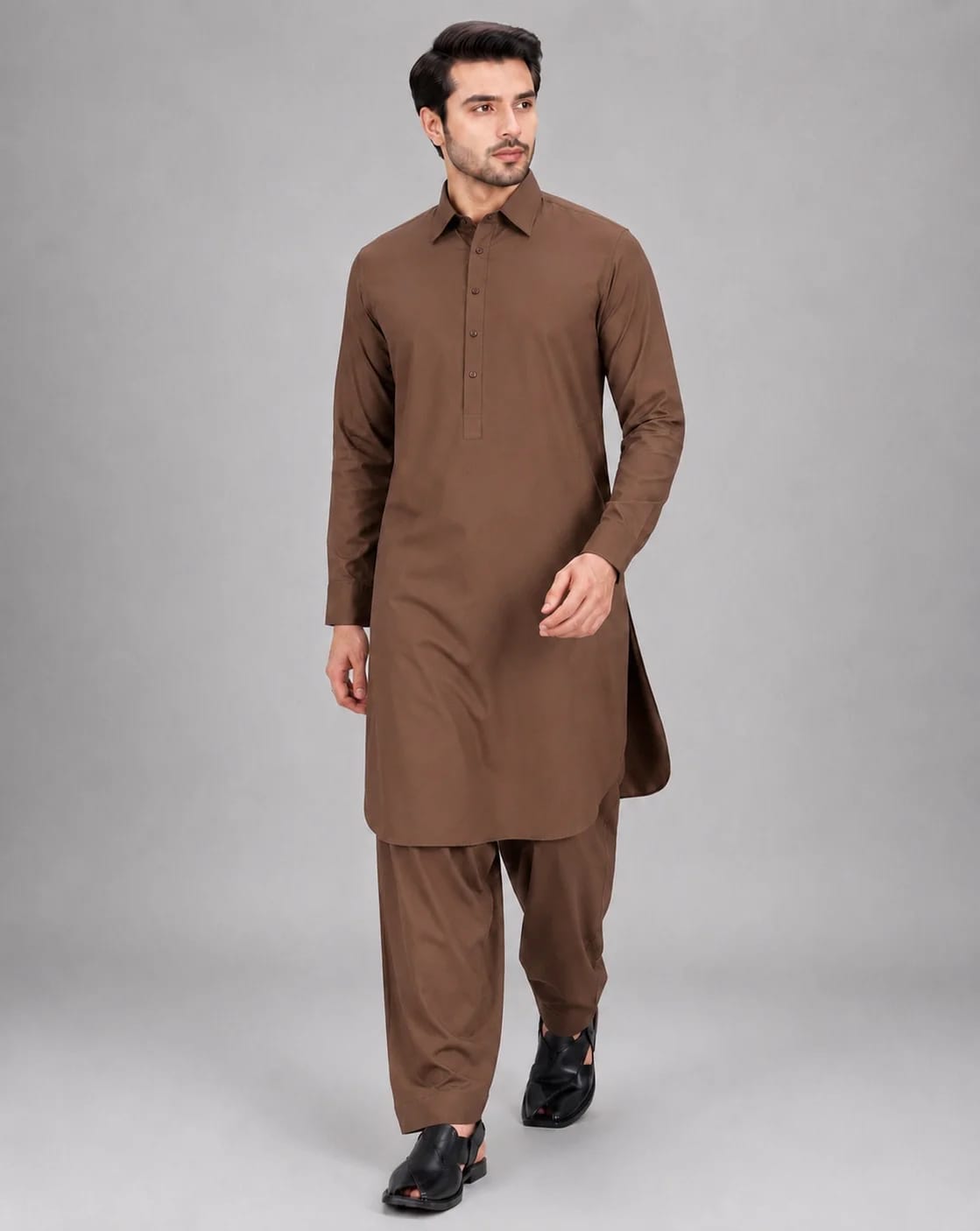 ANDAZ 001 LEATHER-BROWN KAMEEZ SHALWAR