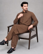 ANDAZ 001 LEATHER-BROWN KAMEEZ SHALWAR