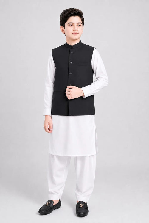 BOYS PLAIN BLACK WAISTCOAT
