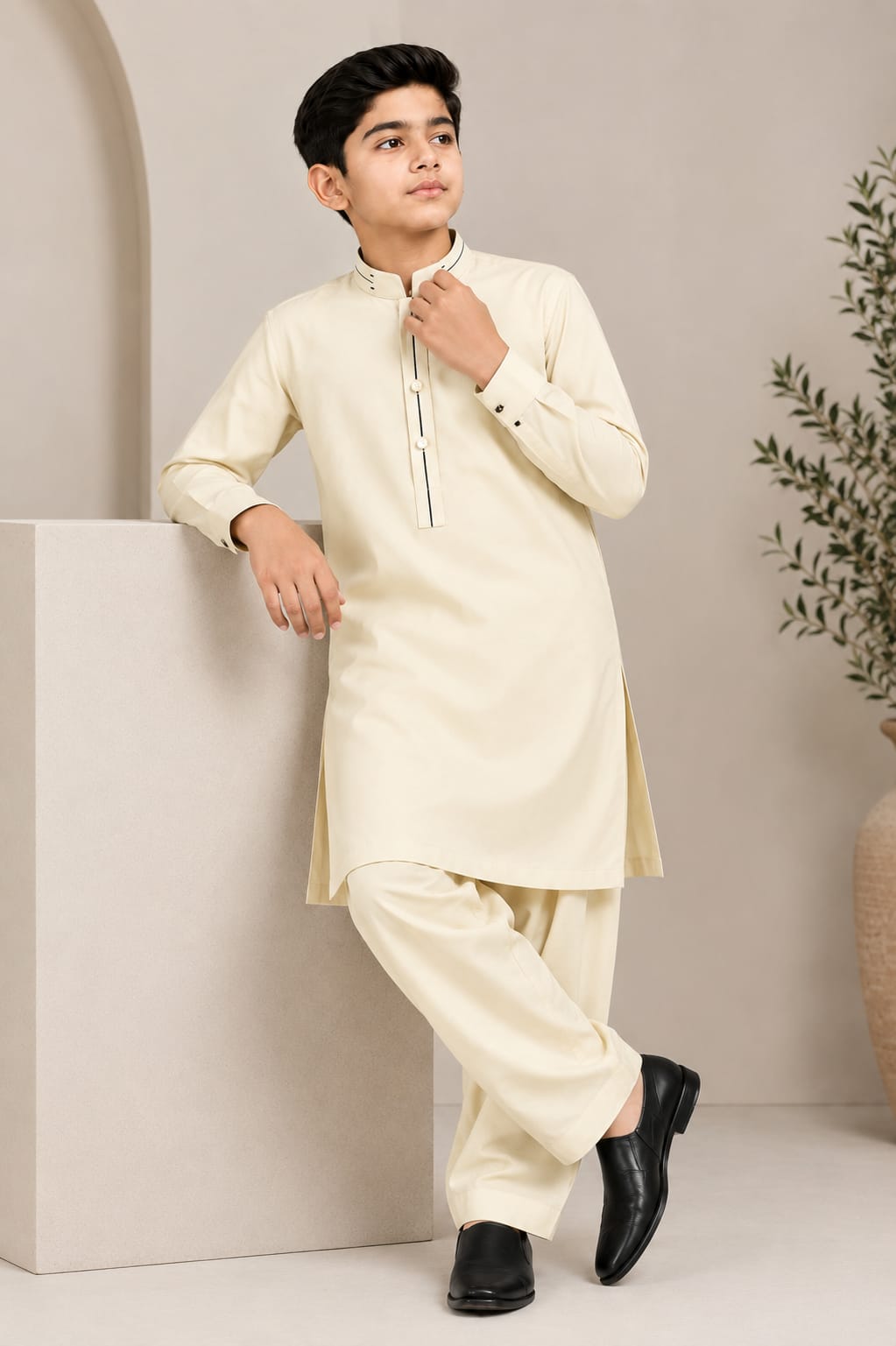E1-4 VANILLA KURTA SHALWAR
