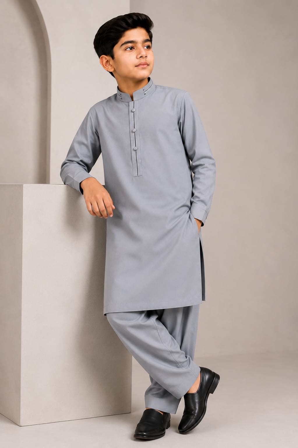 E1-2 GRAY KURTA SHALWAR
