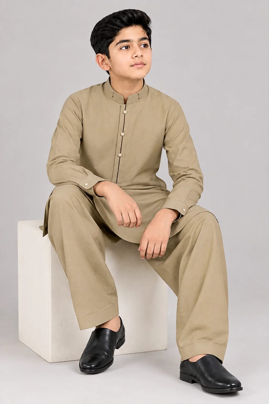 E1-1 KHAKI KURTA SHALWAR