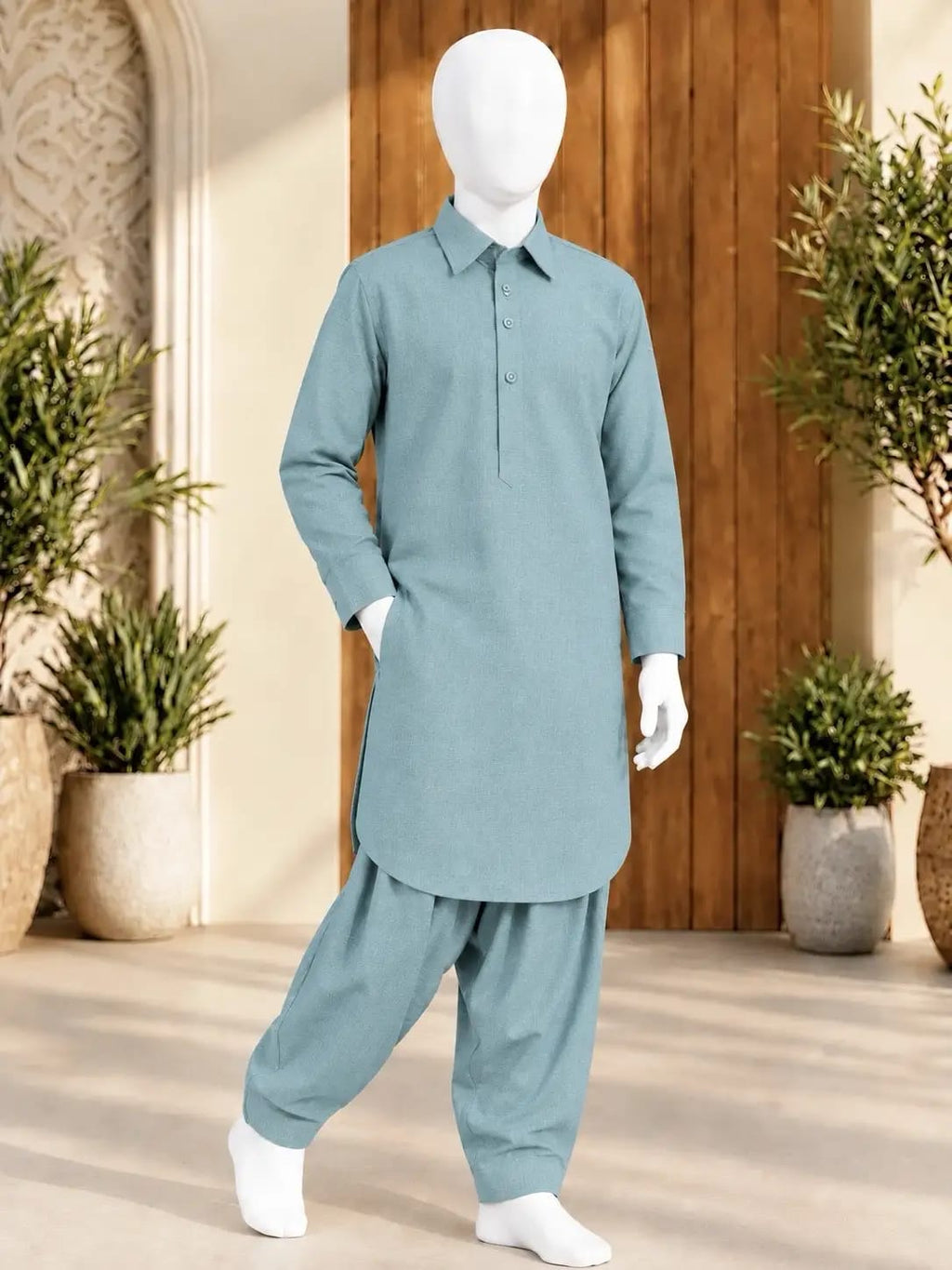 TR-1 ASH-TEAL KAMEEZ SHALWAR