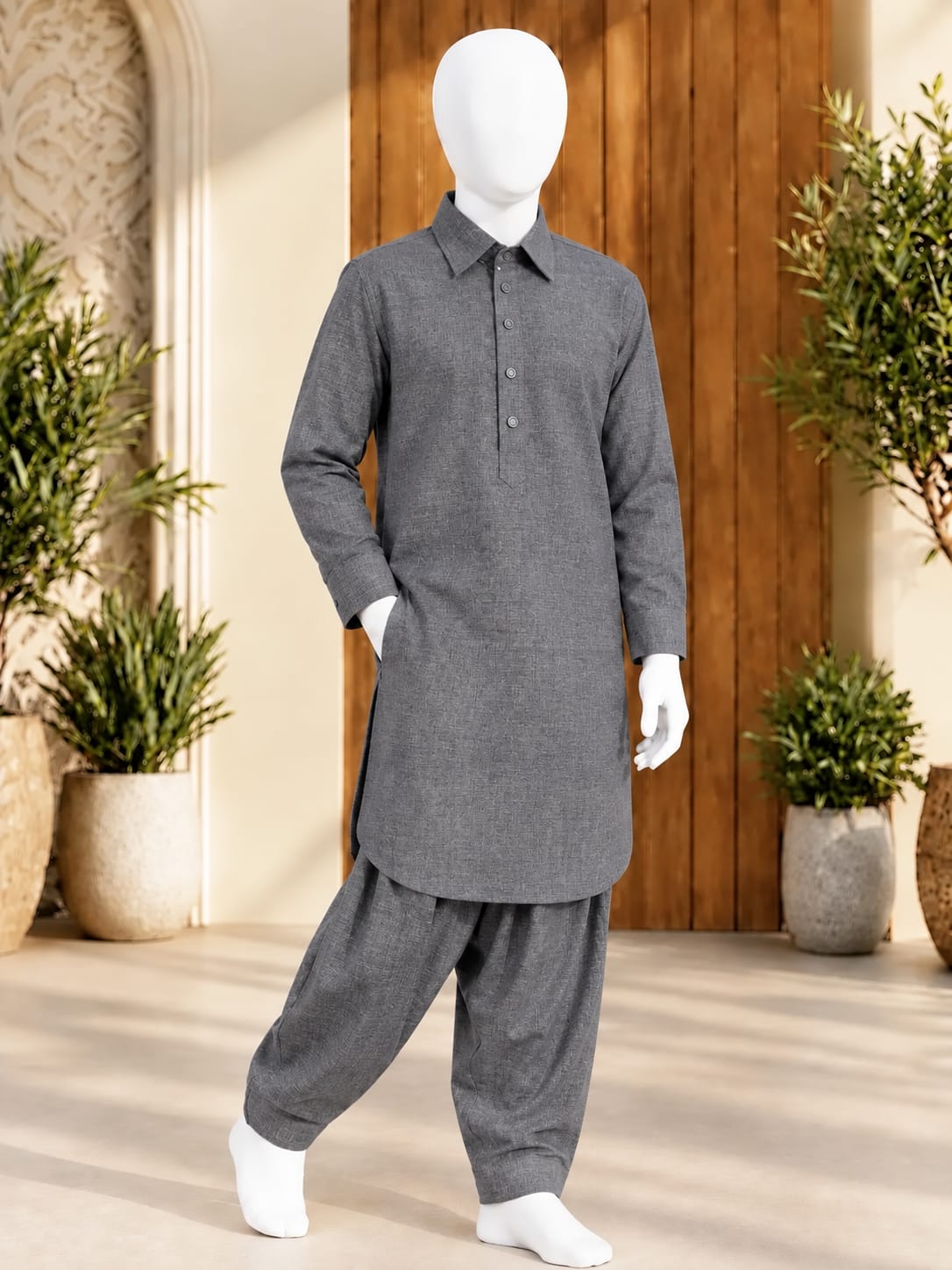 TR-1 GRAY KAMEEZ SHALWAR